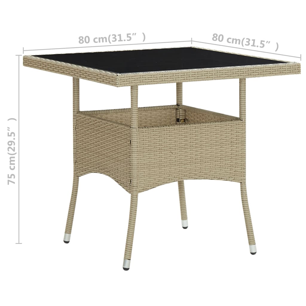 Set da Pranzo da Giardino 3 pz Beige in Polyrattan e Vetro - homemem39