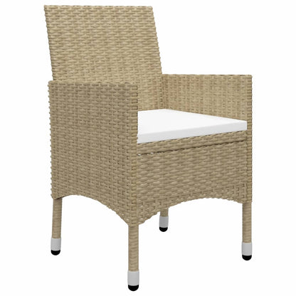 Set da Pranzo da Giardino 3 pz Beige in Polyrattan e Vetro - homemem39