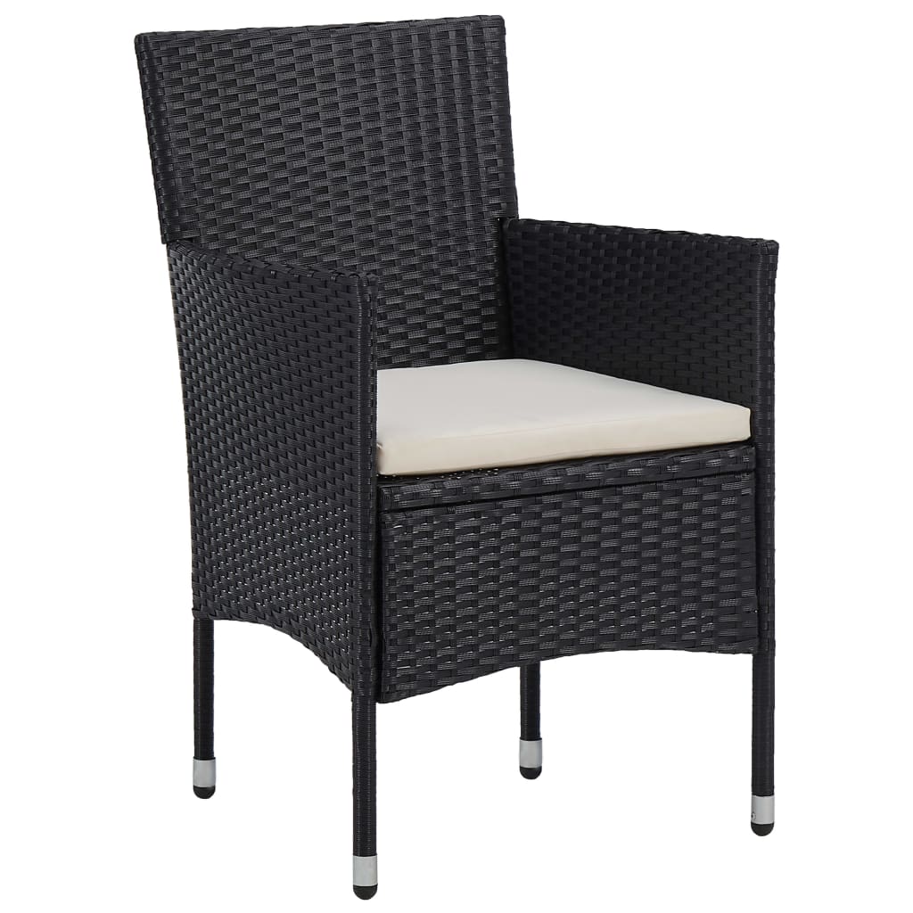 Set Mobili da Pranzo da Giardino 5 pz Nero Polyrattan e Acacia - homemem39