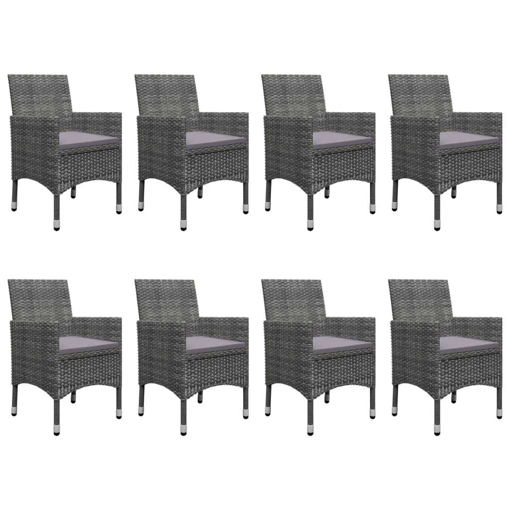 Set Mobili da Pranzo da Giardino 9 pz Polyrattan Acacia Grigio - homemem39