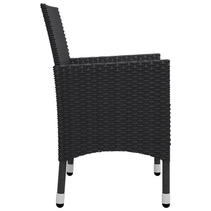 Set da Bistrot per Giardino 3 pz in Polyrattan e Vetro Nero - homemem39