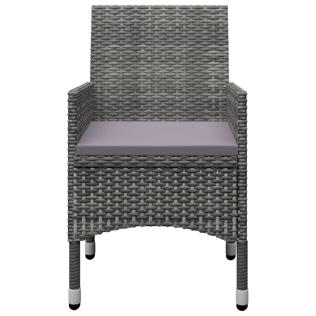 Set Bistrot Giardino 3 pz Polyrattan e Vetro Temperato Grigio - homemem39