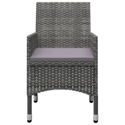 Set Bistrot Giardino 3 pz Polyrattan e Vetro Temperato Grigio - homemem39