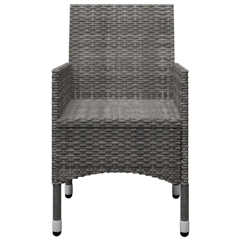 Set Bistrot Giardino 3 pz Polyrattan e Vetro Temperato Grigio - homemem39