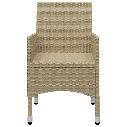 Set Bistrot da Giardino 3 pz Polyrattan e Vetro Temperato Beige - homemem39