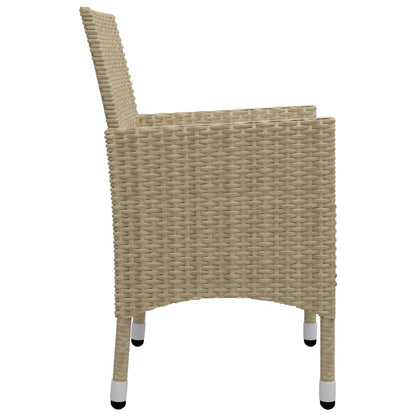 Set Bistrot da Giardino 3 pz Polyrattan e Vetro Temperato Beige - homemem39