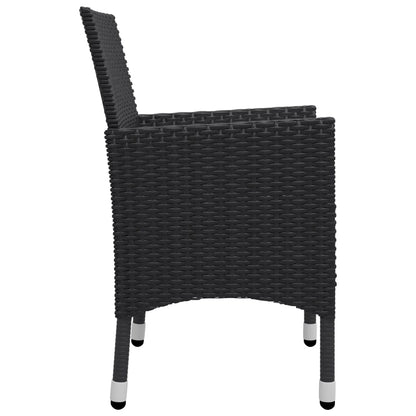 Set da Bistrot per Giardino 3 pz in Polyrattan e Acacia Nero - homemem39