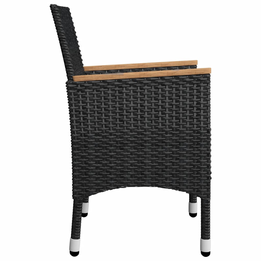 Set da Bistrot per Giardino 3 pz in Polyrattan e Vetro Nero - homemem39