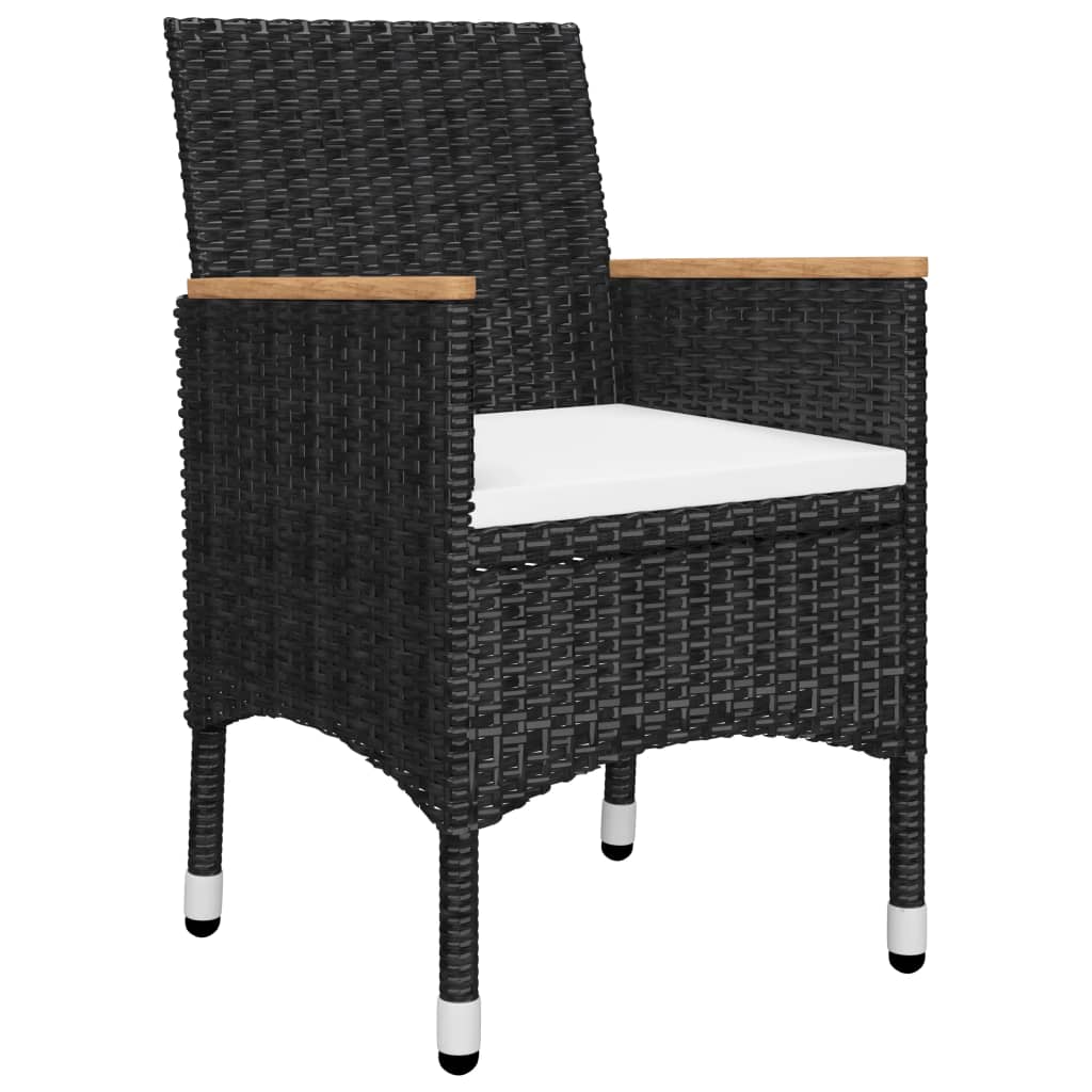 Set da Bistrot per Giardino 3 pz in Polyrattan e Acacia Nero - homemem39