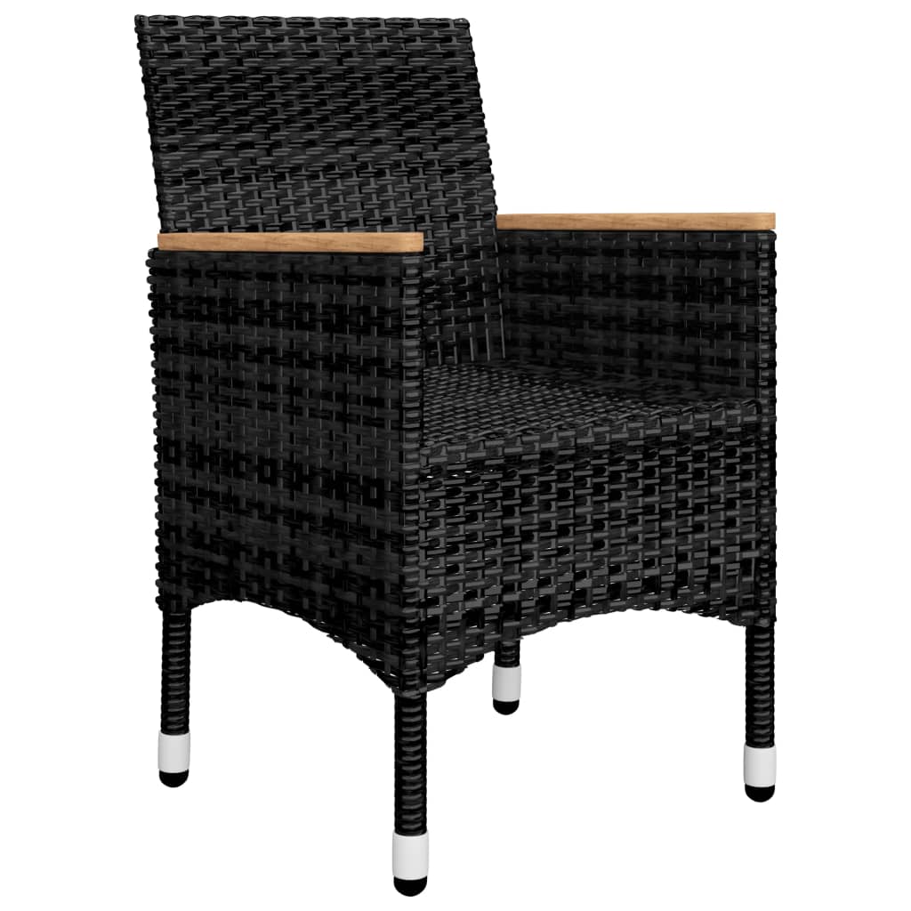 Set da Bistrot per Giardino 3 pz in Polyrattan e Acacia Nero - homemem39