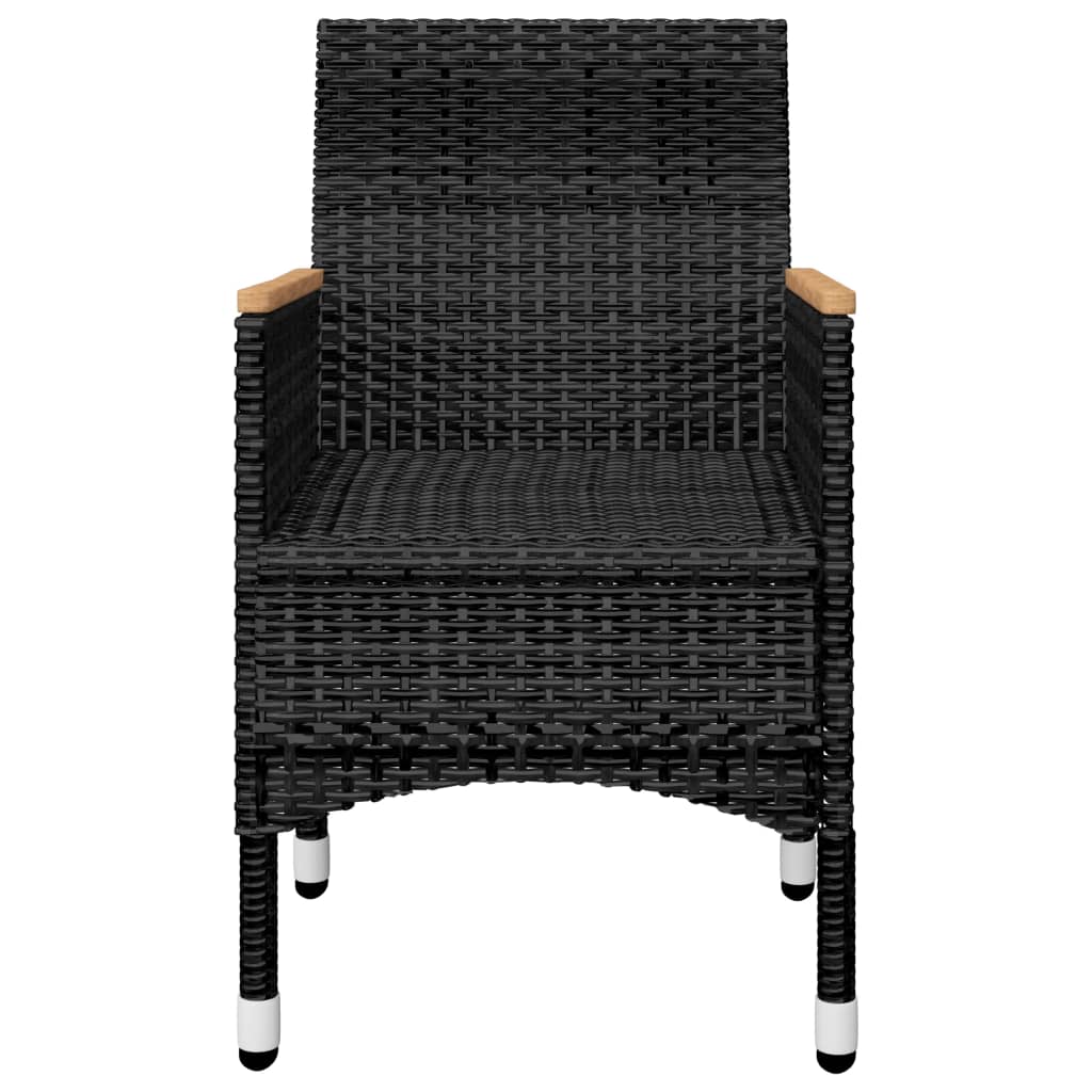 Set da Bistrot per Giardino 3 pz in Polyrattan e Acacia Nero - homemem39