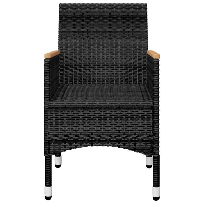 Set da Bistrot per Giardino 3 pz in Polyrattan e Acacia Nero - homemem39