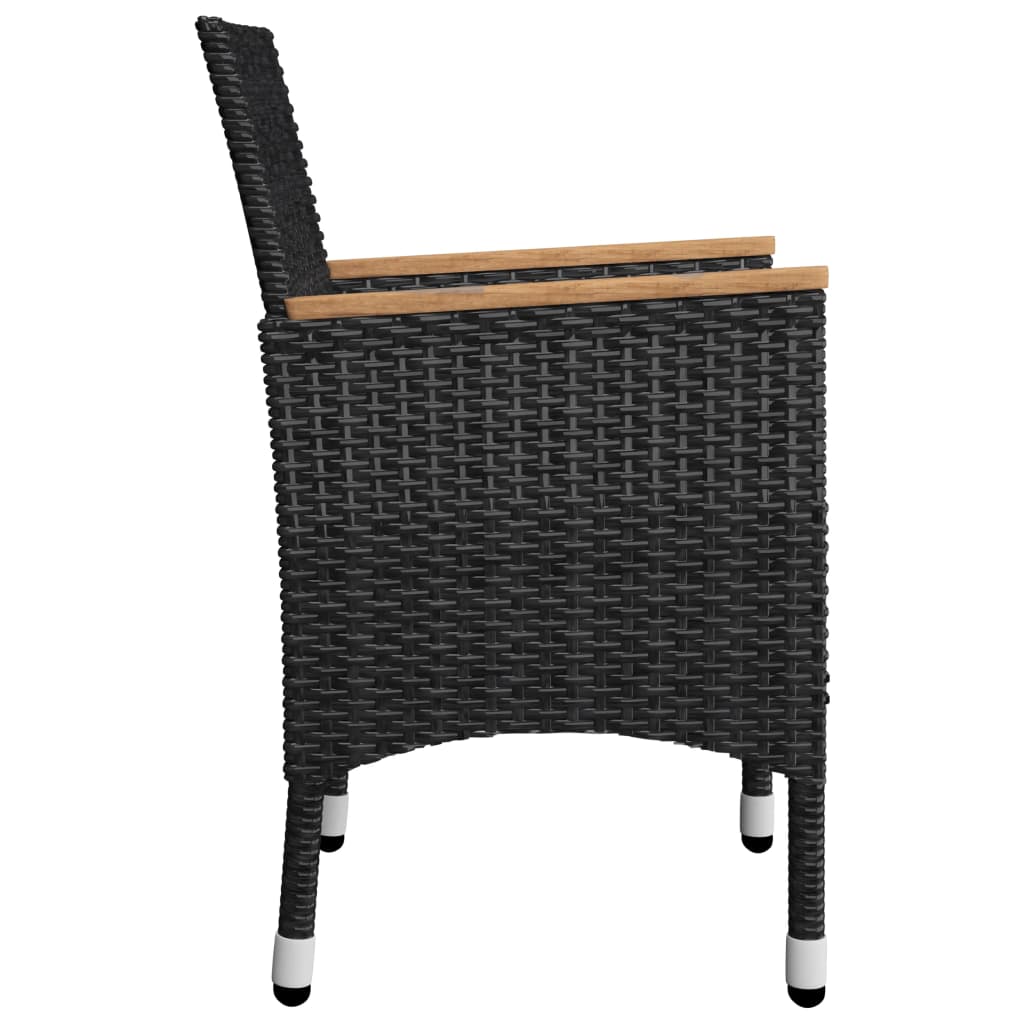 Set da Bistrot per Giardino 3 pz in Polyrattan e Acacia Nero - homemem39