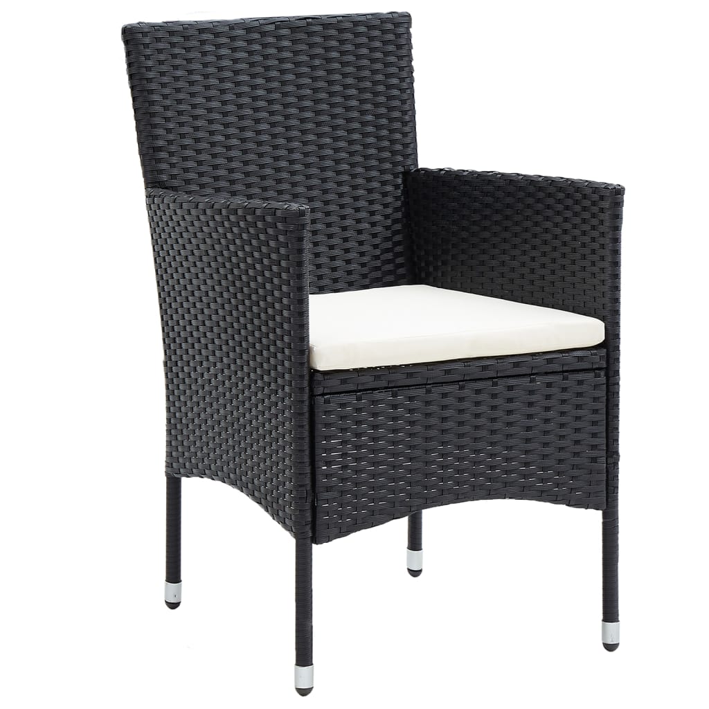 Set da Bistrot per Giardino 5pz Polyrattan Vetro Temperato Nero - homemem39