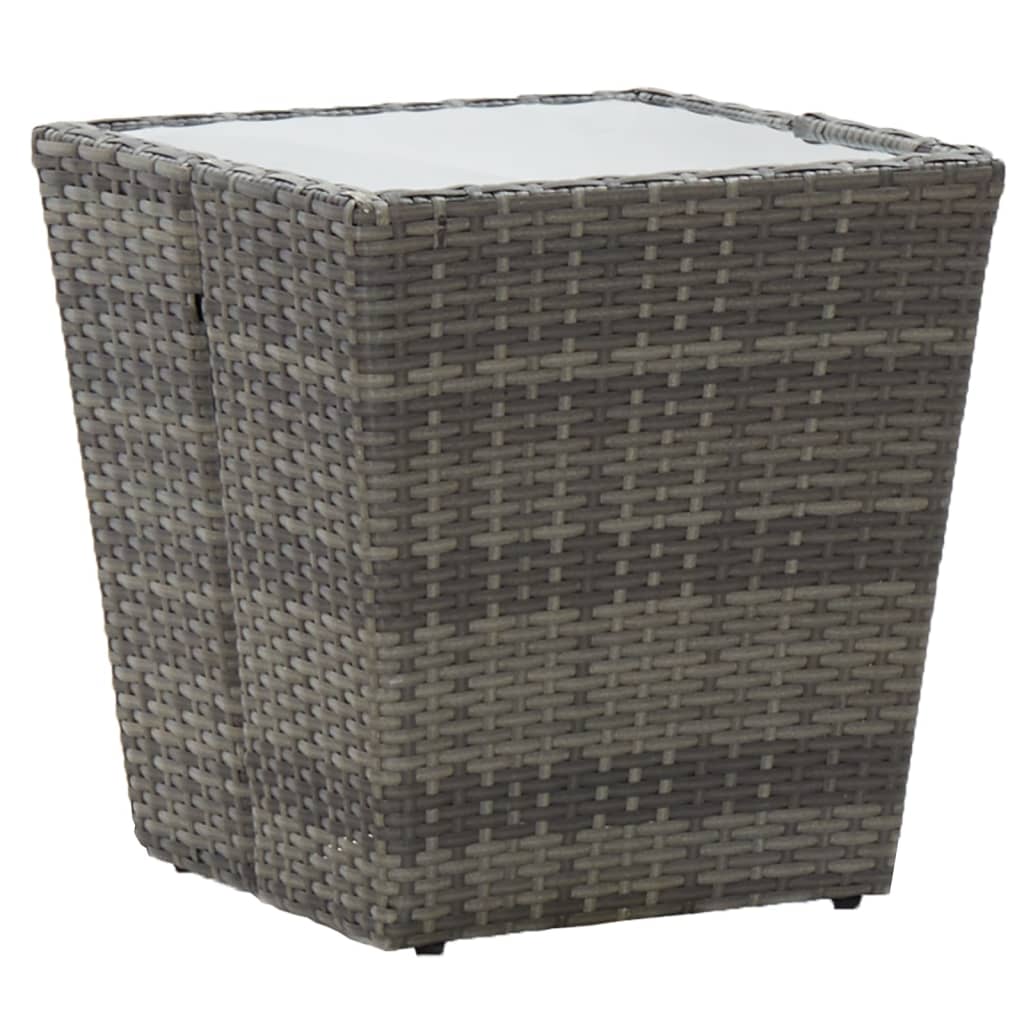 Set Bistrot da Giardino 5pz Polyrattan e Vetro Temperato Grigio - homemem39