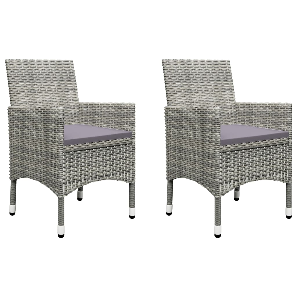 Set Bistrot Giardino 3 pz Polyrattan e Vetro Temperato Grigio - homemem39