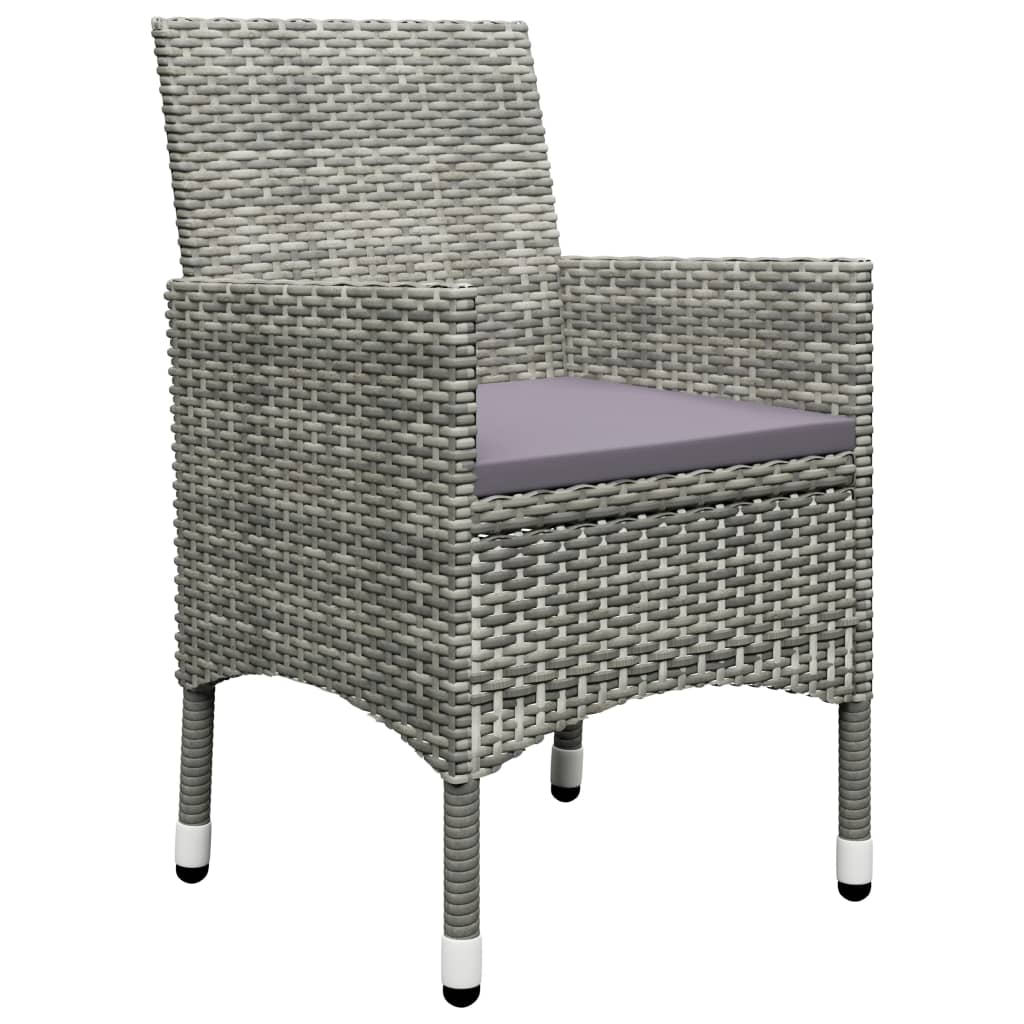 Set Bistrot Giardino 3 pz Polyrattan e Vetro Temperato Grigio - homemem39