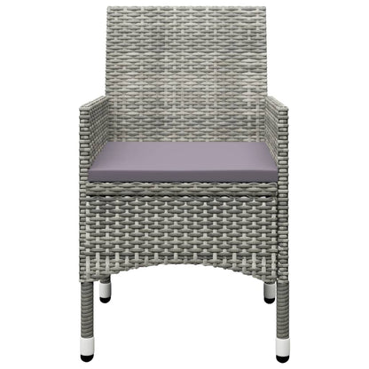 Set Bistrot Giardino 3 pz Polyrattan e Vetro Temperato Grigio - homemem39