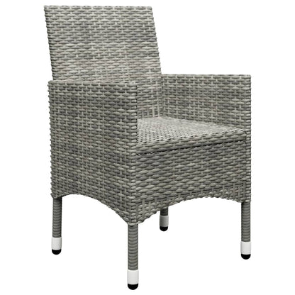 Set Bistrot Giardino 3 pz Polyrattan e Vetro Temperato Grigio - homemem39