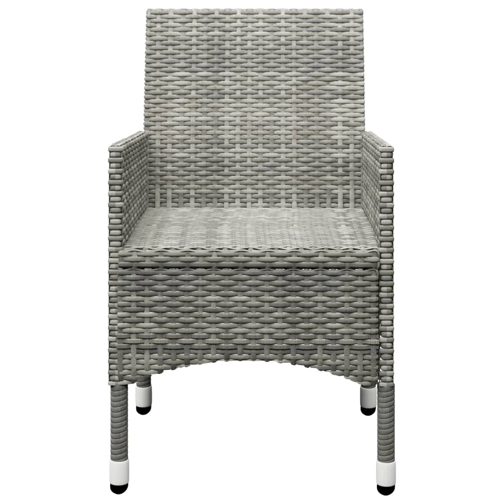 Set Bistrot Giardino 3 pz Polyrattan e Vetro Temperato Grigio - homemem39