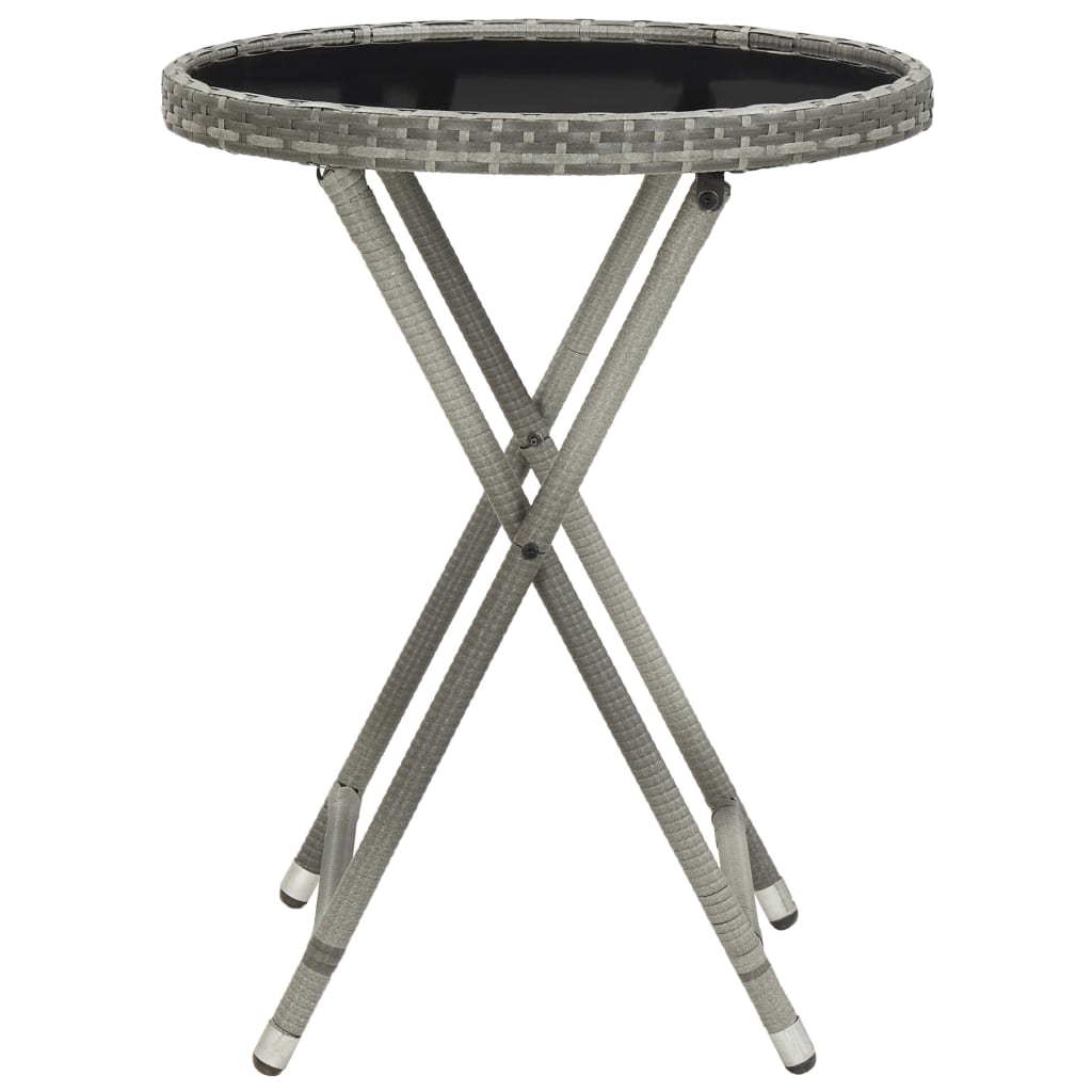 Set Bistrot Giardino 3 pz Polyrattan e Vetro Temperato Grigio - homemem39