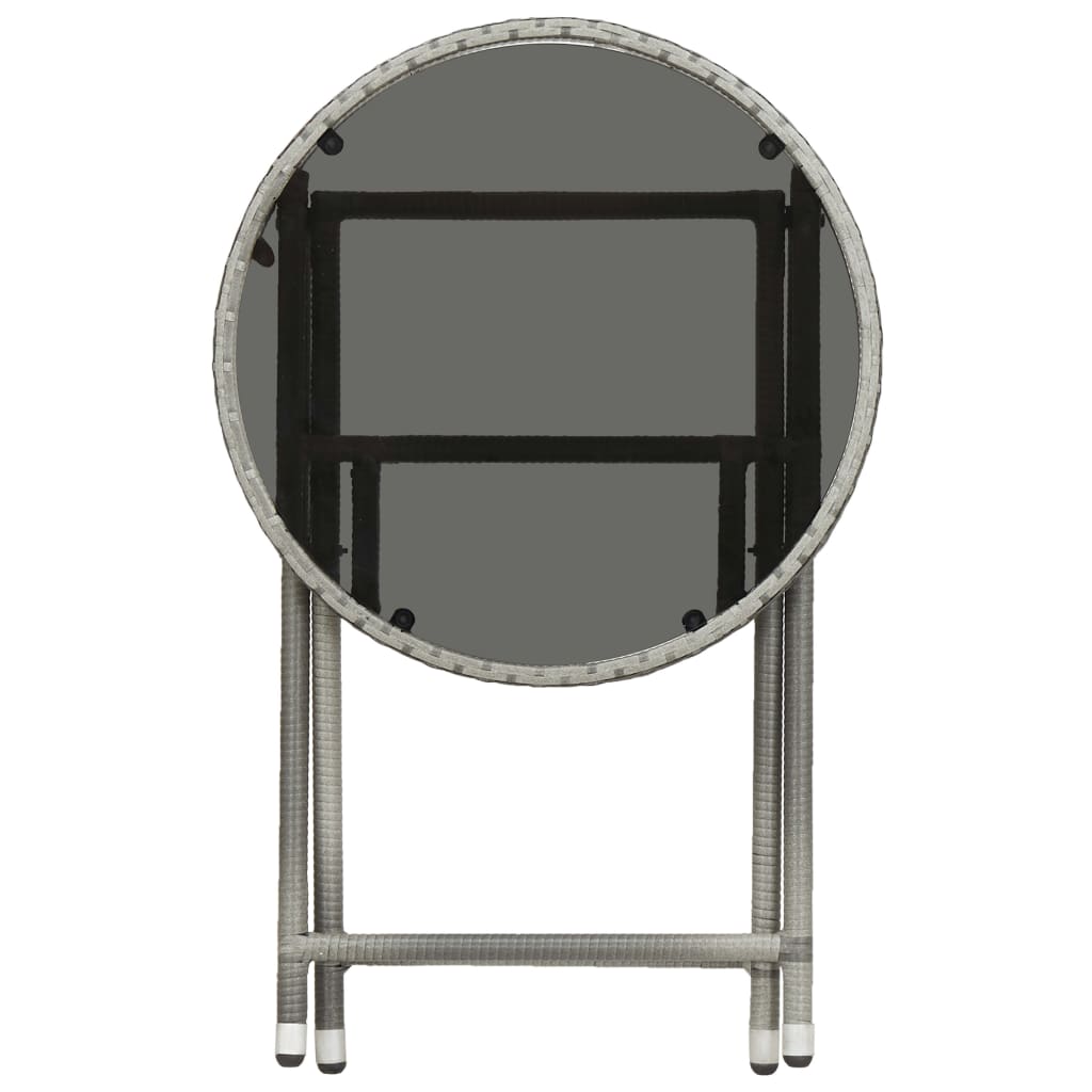 Set Bistrot Giardino 3 pz Polyrattan e Vetro Temperato Grigio - homemem39