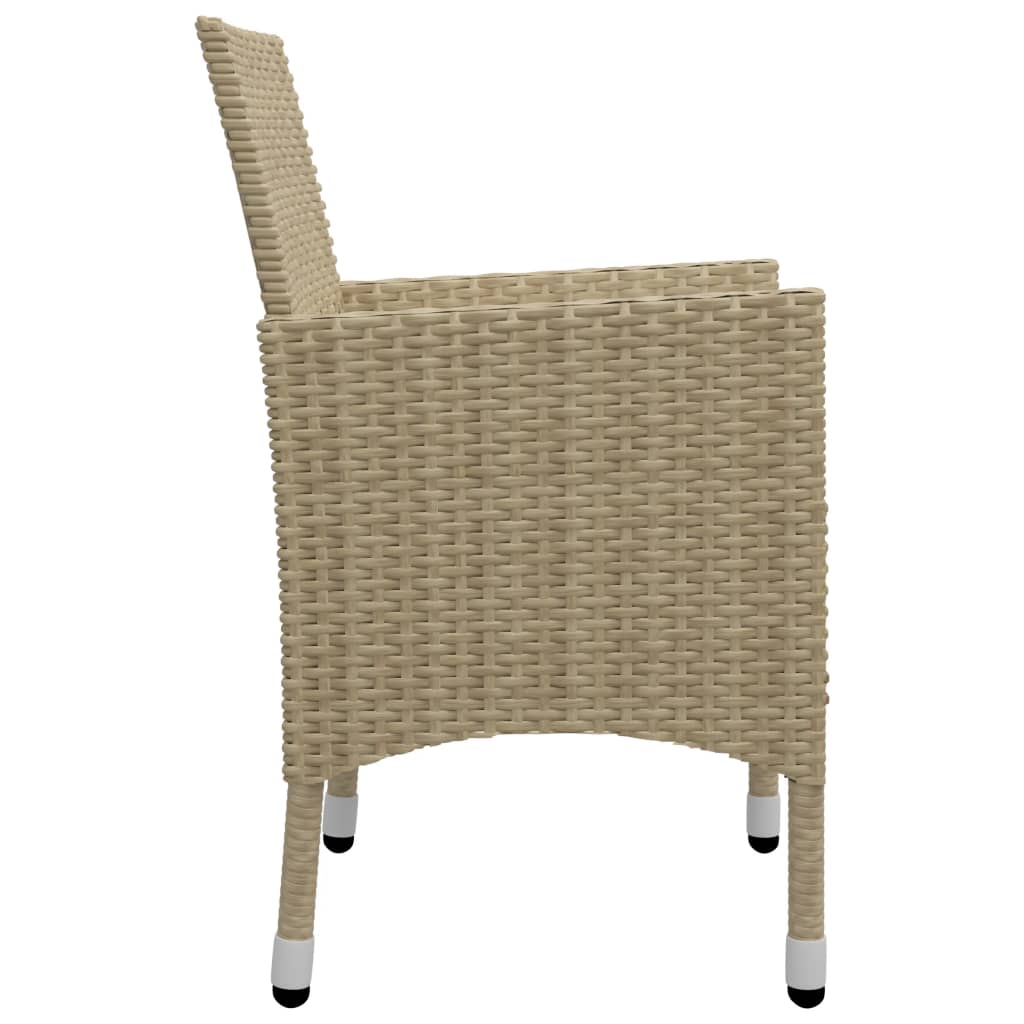 Set Bistrot da Giardino 3 pz Polyrattan e Vetro Temperato Beige - homemem39