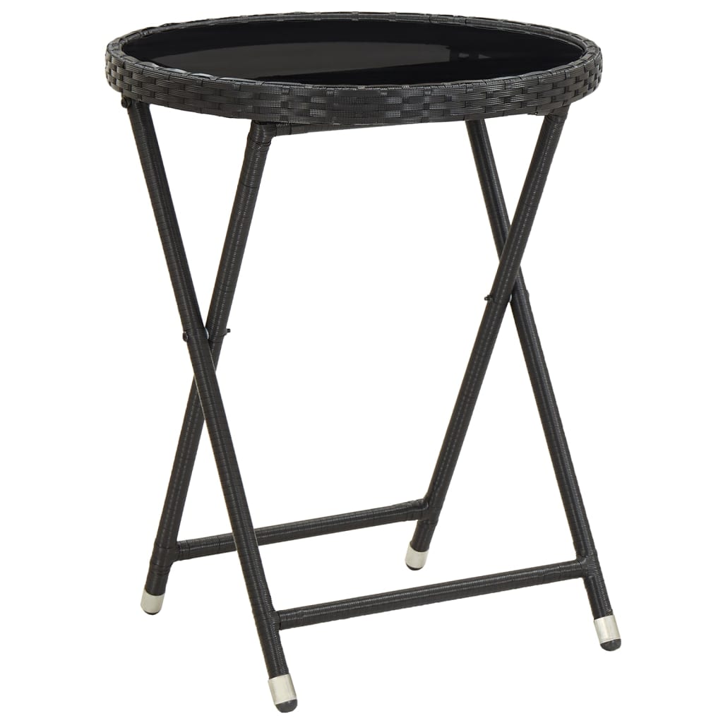 Set da Bistrot per Giardino 5pz Polyrattan Vetro Temperato Nero - homemem39