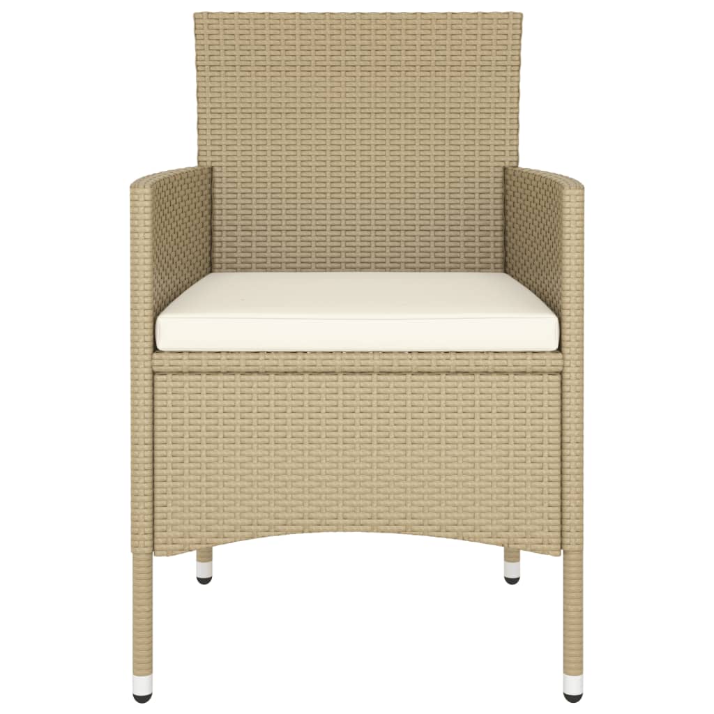 Set Bistrot da Giardino 5 pz Polyrattan e Vetro Temperato Beige - homemem39