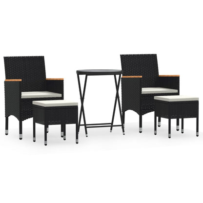 Set da Bistrot per Giardino 5pz Polyrattan Vetro Temperato Nero - homemem39