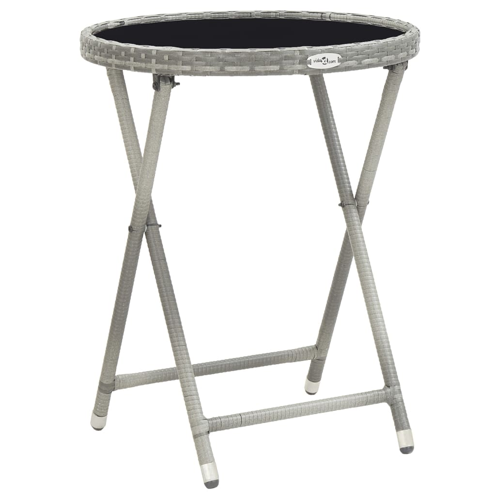 Set Bistrot da Giardino 5pz Polyrattan e Vetro Temperato Grigio - homemem39