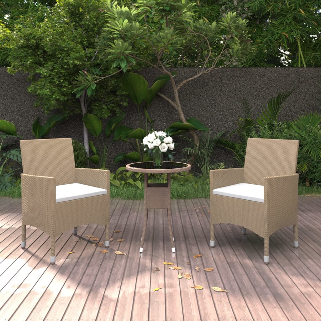 Set Mobili da Pranzo per Giardino 3 pz in Polyrattan Beige - homemem39