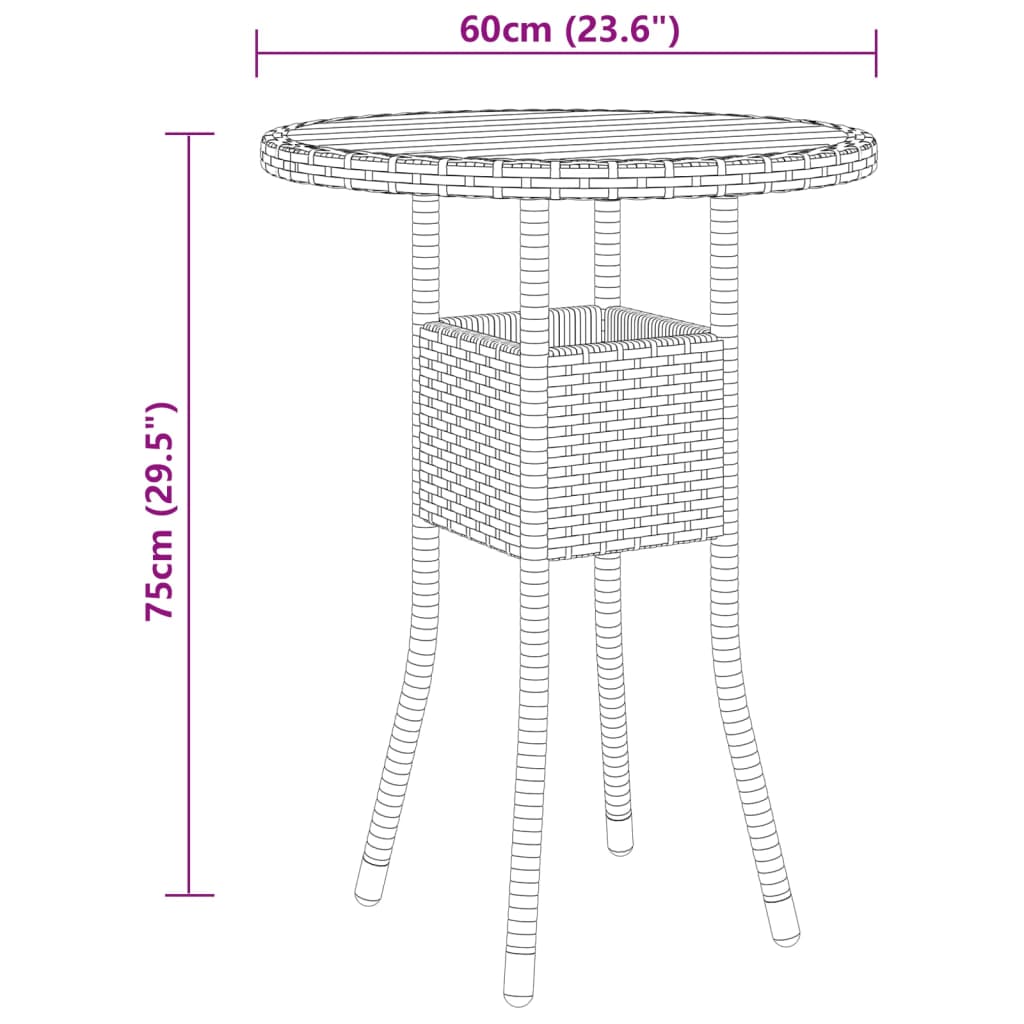 Set da Pranzo per Giardino 3 pz in Polyrattan Nero - homemem39