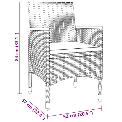 Set da Pranzo per Giardino 3 pz in Polyrattan Nero - homemem39