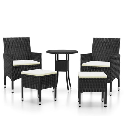 Set Divani da Giardino 5 pz in Polyrattan Nero - homemem39