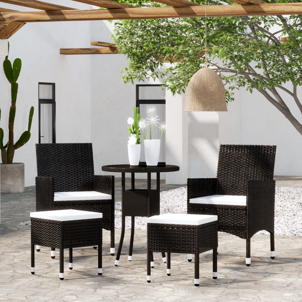 Set Divani da Giardino 5 pz in Polyrattan Nero - homemem39