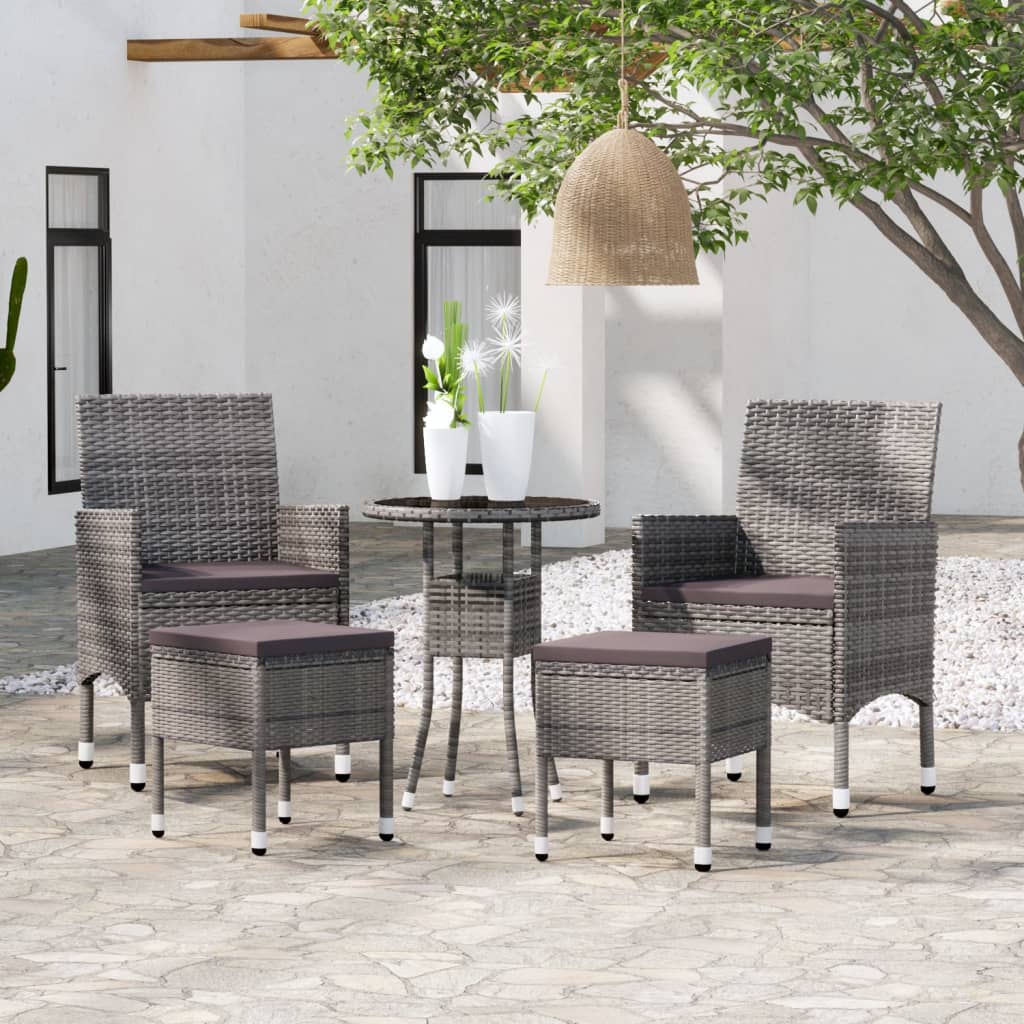 Set Divani da Giardino 5 pz in Polyrattan Grigio - homemem39