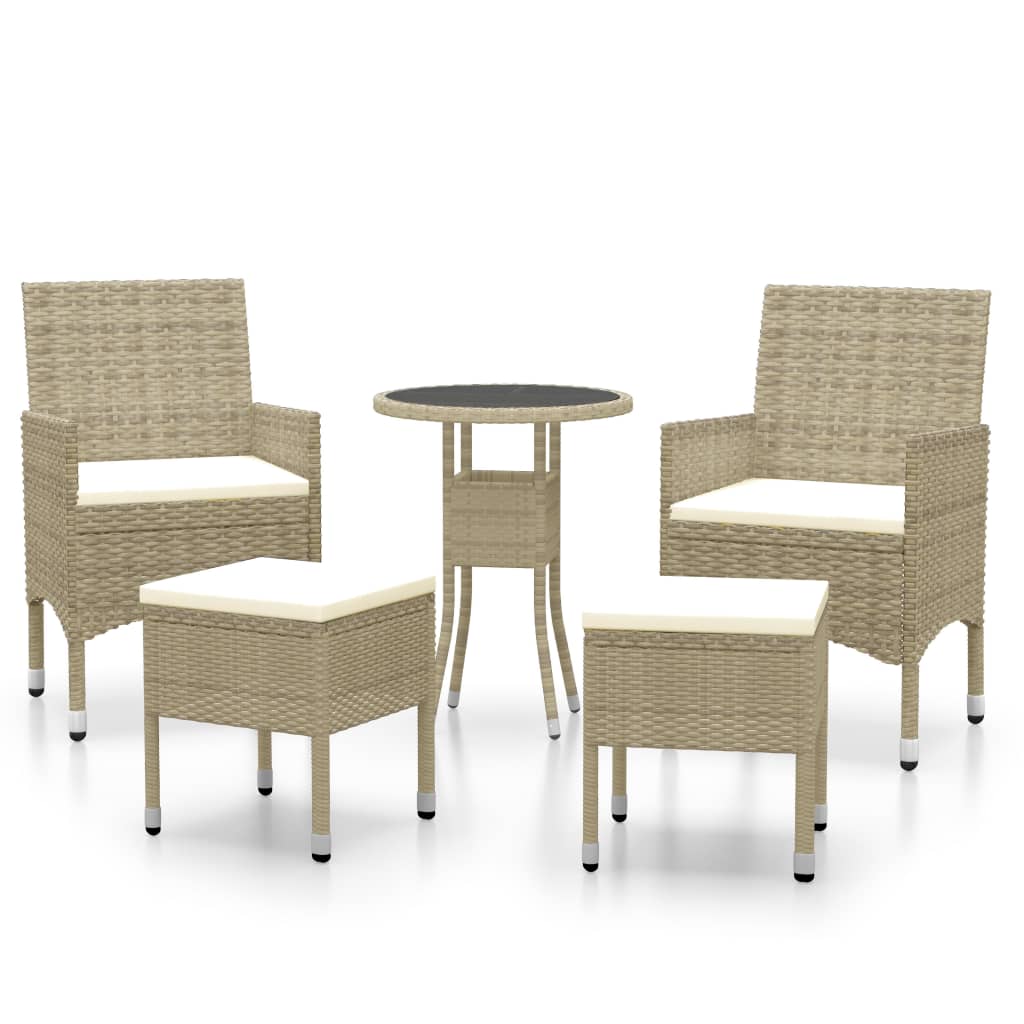 Set Divani da Giardino 5 pz in Polyrattan Beige - homemem39