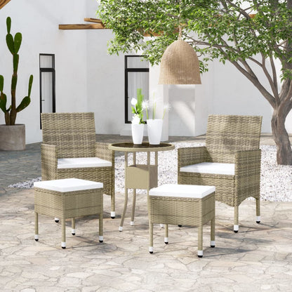 Set Divani da Giardino 5 pz in Polyrattan Beige - homemem39