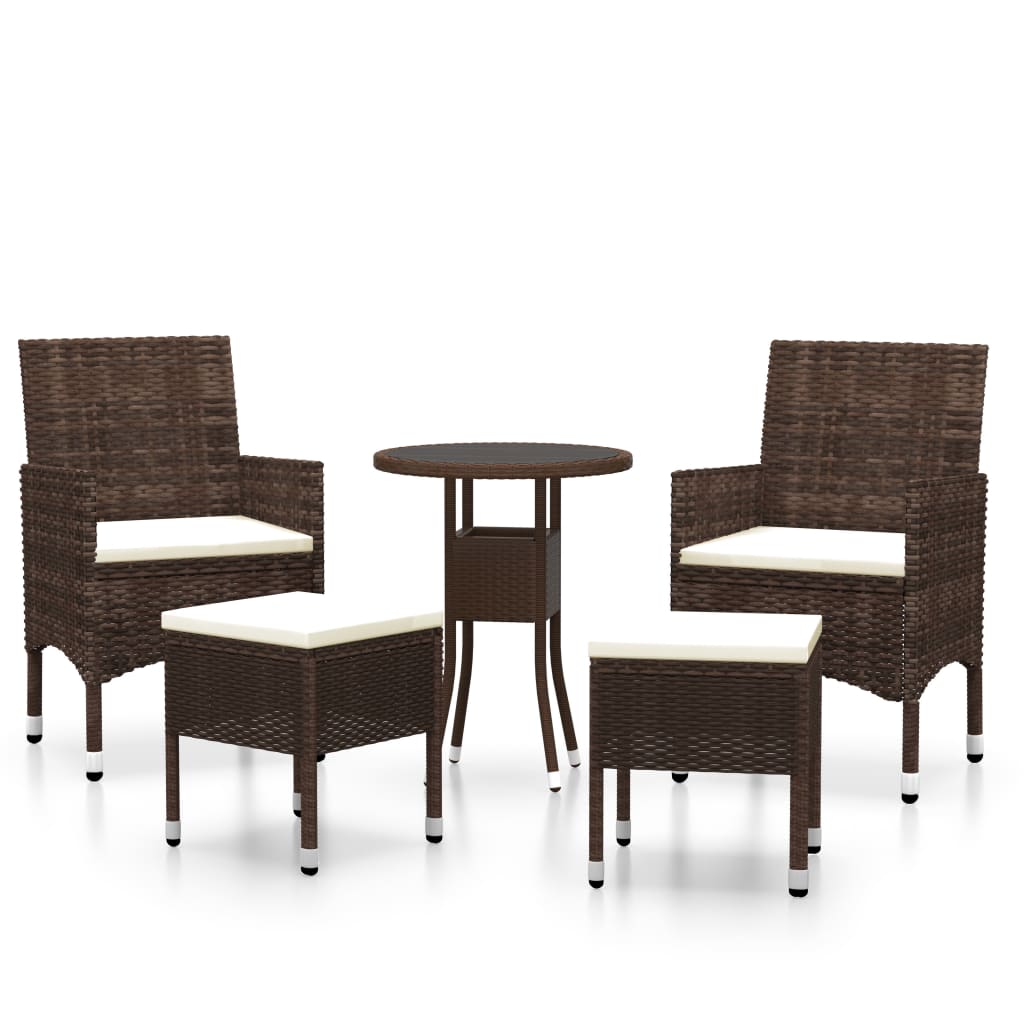 Set Divani da Giardino 5 pz in Polyrattan Marrone - homemem39