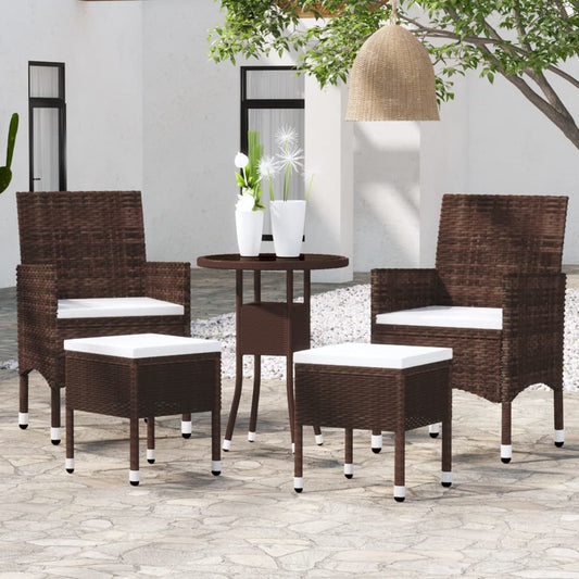 Set Divani da Giardino 5 pz in Polyrattan Marrone - homemem39