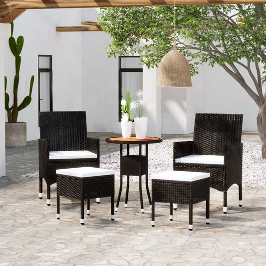 Set Divani da Giardino 5 pz in Polyrattan Nero - homemem39