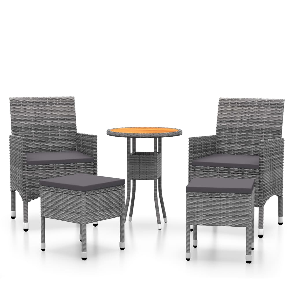 Set Divani da Giardino 5 pz in Polyrattan Grigio - homemem39