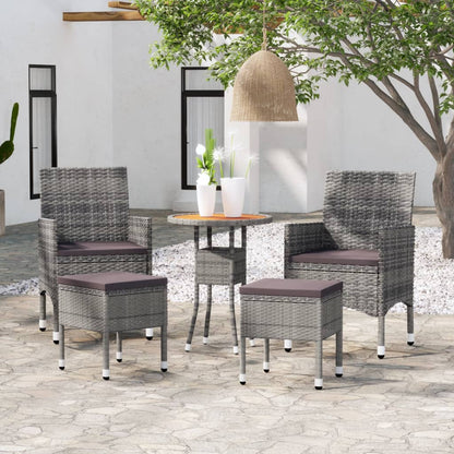 Set Divani da Giardino 5 pz in Polyrattan Grigio - homemem39