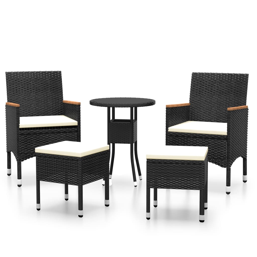 Set Divani da Giardino 5 pz in Polyrattan Nero - homemem39