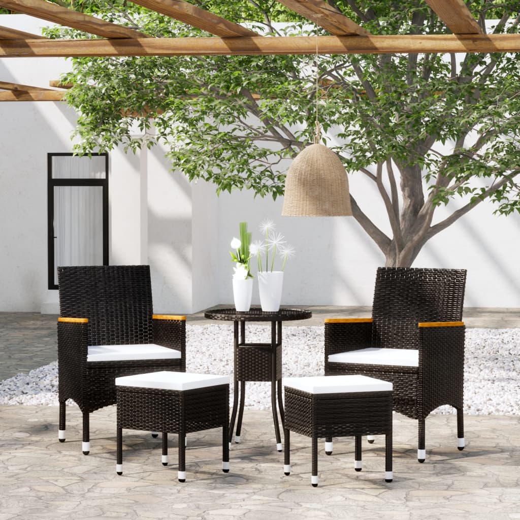 Set Divani da Giardino 5 pz in Polyrattan Nero - homemem39