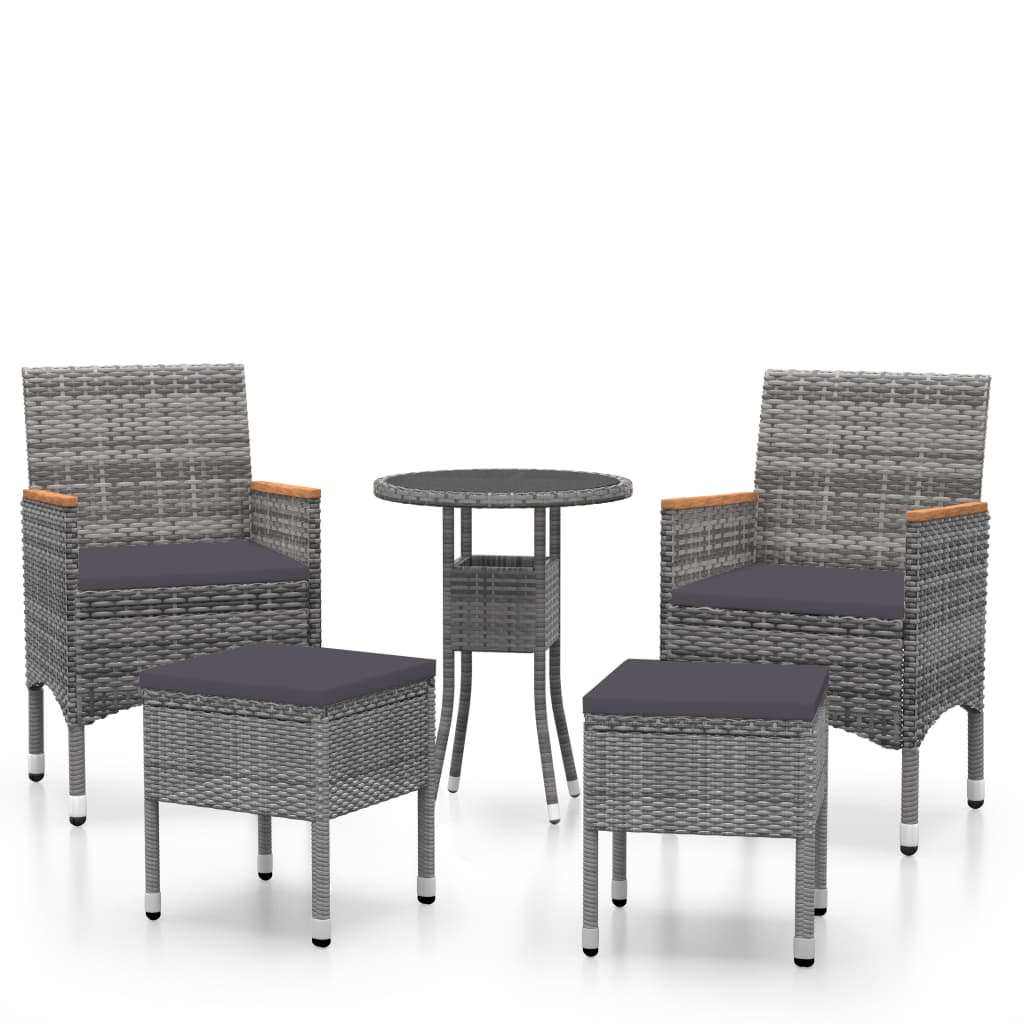 Set Divani da Giardino 5 pz in Polyrattan Grigio - homemem39