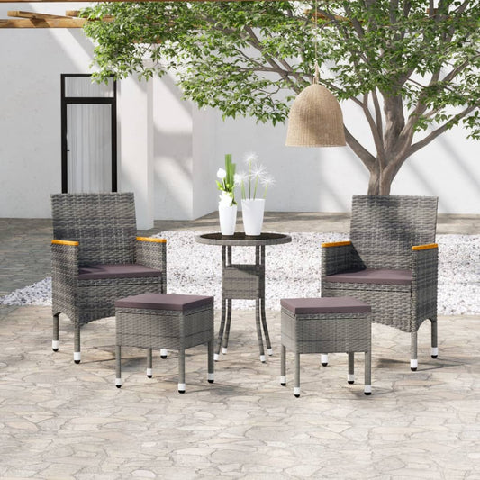 Set Divani da Giardino 5 pz in Polyrattan Grigio - homemem39