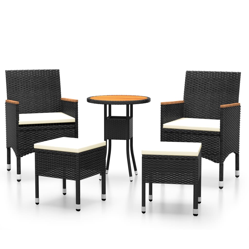 Set Salotto da Giardino 5 pz in Polyrattan Nero - homemem39