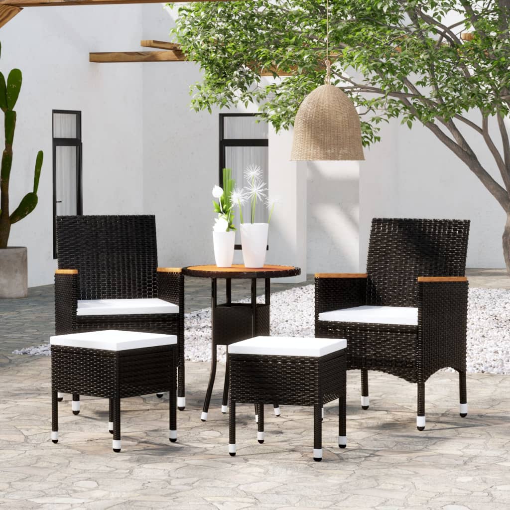 Set Salotto da Giardino 5 pz in Polyrattan Nero - homemem39